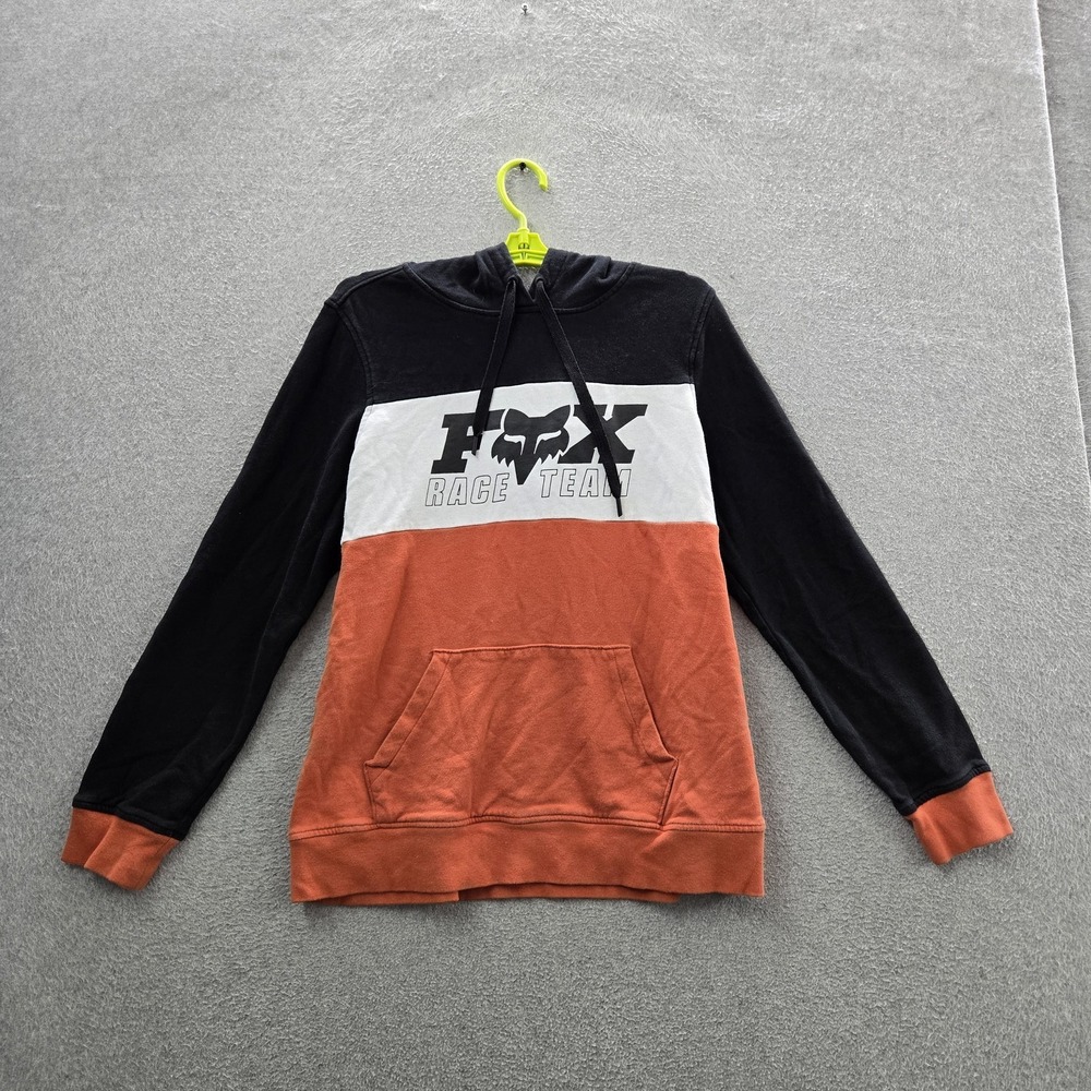 Fox Men Hoodie L Black Colorblock Activewear Logo Race Team Motocross BMX Y2K